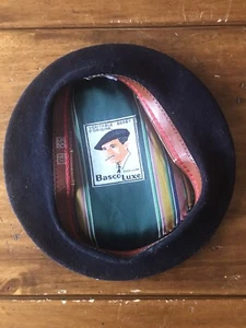 Vintage 1950s Basco Luxe Veritable BERET D’Origine France Pure Wool Black 9.5 55 - Picture 1 of 4