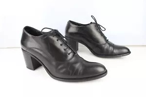 SAN MARINA T 39 Boots Richelieu Escarpins Cuir noir Lacets Talons - Imagen 1 de 13