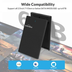 Externes 6TB Festplattengehäuse USB3.0 Adapter für 2,5 Zoll SATA HDD SSD, 5Gbits - Afbeelding 1 van 12
