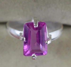 Natural Mogok Pink Ruby 10.15 Ct Emerald Cut Gemstone Certified Engagement Ring - Picture 1 of 7