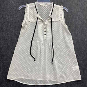Daniel Rainn Womens White Swiss Dot Sleeveless Sheer Top Blouse Cottagecore Sm - Picture 1 of 20