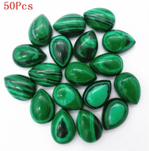 Cabujón cabina lágrima malaquita verde al por mayor de 50 piezas 14x10x6 mm hágalo usted mismo HH7258 - Imagen 1 de 1