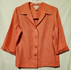 Vintage Alfred Dunner Damengröße 12 korallenrosa Schulterpolster Freizeit Retro Jacke - Bild 1 von 24