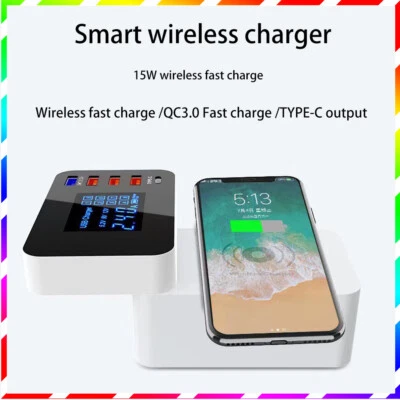 Fast charging station hub Multi-port USB+1QC3.0+1Type-c+ wireless YC-CDA33Q - Image 1 of 4