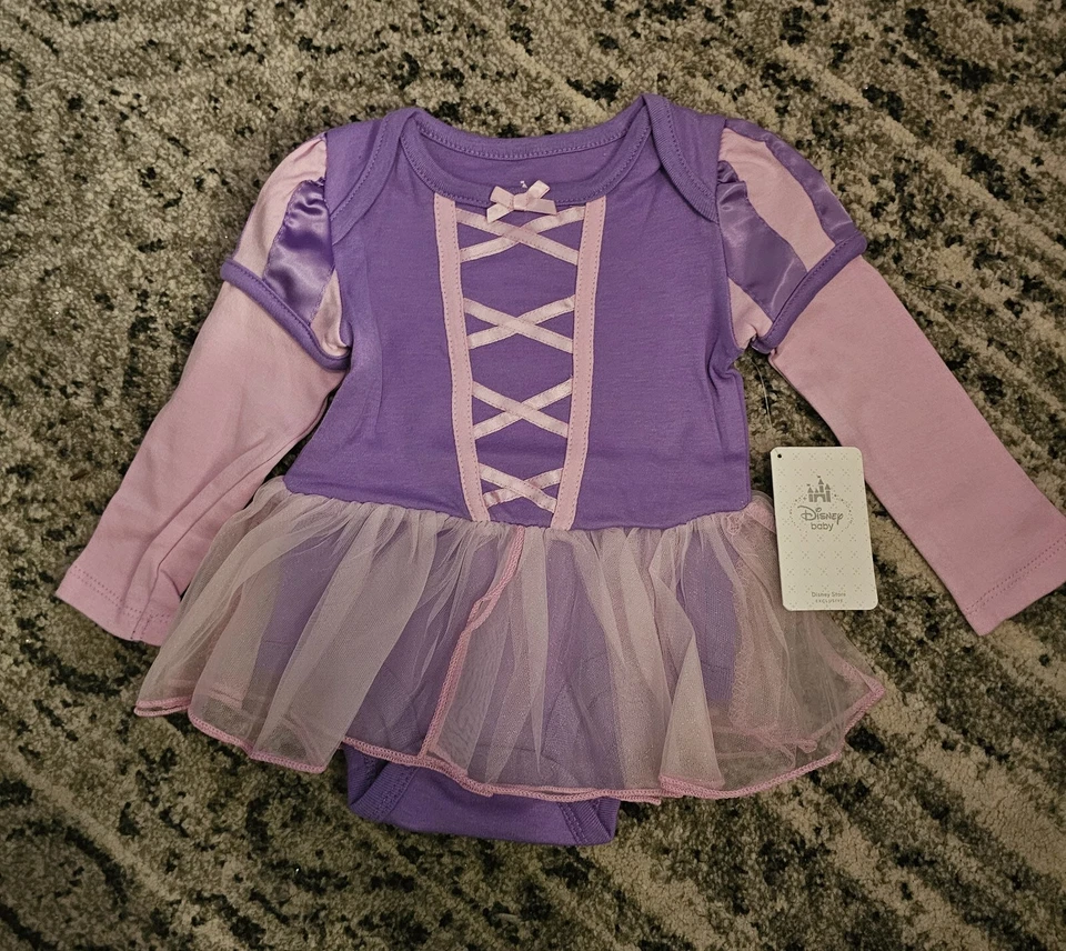 NUEVO Disney Store Bebé Rapunzel Disfraz Vestido Body 6/12 Meses Foto 1 de 1