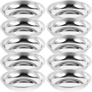 10Pcs Disc Set Food Sauce Dish Stainless Steel Saucer Kitchen Tableware Mustard - Picture 1 of 9