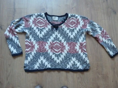 Strickpullover Pullover von Springfield blau rot wollweiß Rauten Gr. XL - Bild 1 von 2