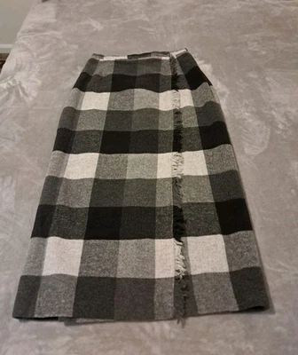 Rafaela винтажный шерсти клетку бахрома макси юбка Buffalo проверить темно Academia классический 8P - Изображение 1 из 4