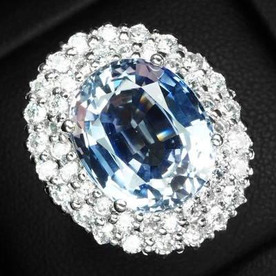 Classically Cornflower Blue Sapphire 9.80Ct 925 Sterling Silver White Gold Rings - Image 1 of 4