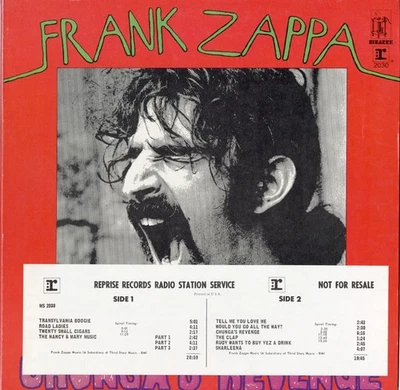 Original Frank Zappa Chunga's Revenge Promo Lp On WB/Bizarre MS 2030 - Imagem 1 de 4