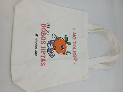 Bolso de Mano Suave Paticas Studio Lona Blanco Español No Tolero Bobos HPTAS Gráfico Foto 1 de 4