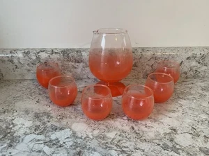 Snifter vintage MCM Blendo rojo esmerilado brandy/coñac con 6 vasos West Virginia - Imagen 1 de 5