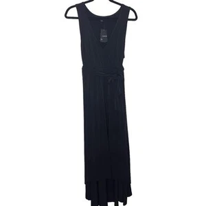 Torrid Midi Studio Knit Hi-Low Dress Plus Size 2X Black Surplice Neck Sleeveless - Picture 1 of 5