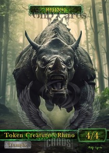 3x Rhino #6 AI ART Custom Altered Tokens GnD Cards