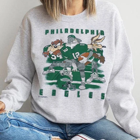 Vintage 1993 Looney Tunes Philadelphia Eagles NFL Football Super Bowl Sweatshirt Cover