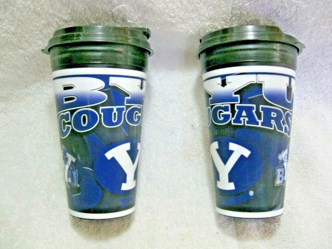 BYU COUGARS Officially Licensed Collegiate 16oz Spirit Travel Cups & Lids 2-Pack Cover