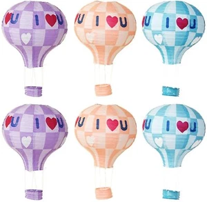 12 Inch Hanging Hot Air Balloon Paper Lanterns 6 pcs- Love Style - Picture 1 of 7