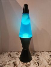 Vintage Lava Light Motion Lamp 03 Blue Liquid Wax 16.5" Tall Black Base