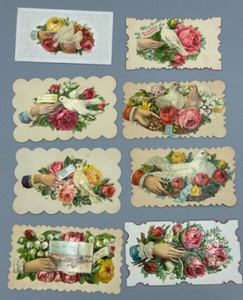 c 1900 Die Cut VICTORIAN CALLING CARD Scrap DOVES & ROSES Antique