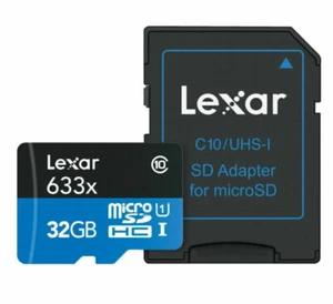 Lexar 32GB 32G 633X 90MB/S Micro SDHC Micro-Sd Tf Class10 Uhs-I Karta - Zdjęcie 1 z 2