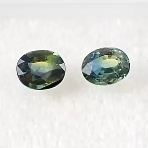 1.09 ct Pair Oval 5.7x4.5 mm Multi Color Natural Australian Parti Sapphire Gems - Picture 1 of 13