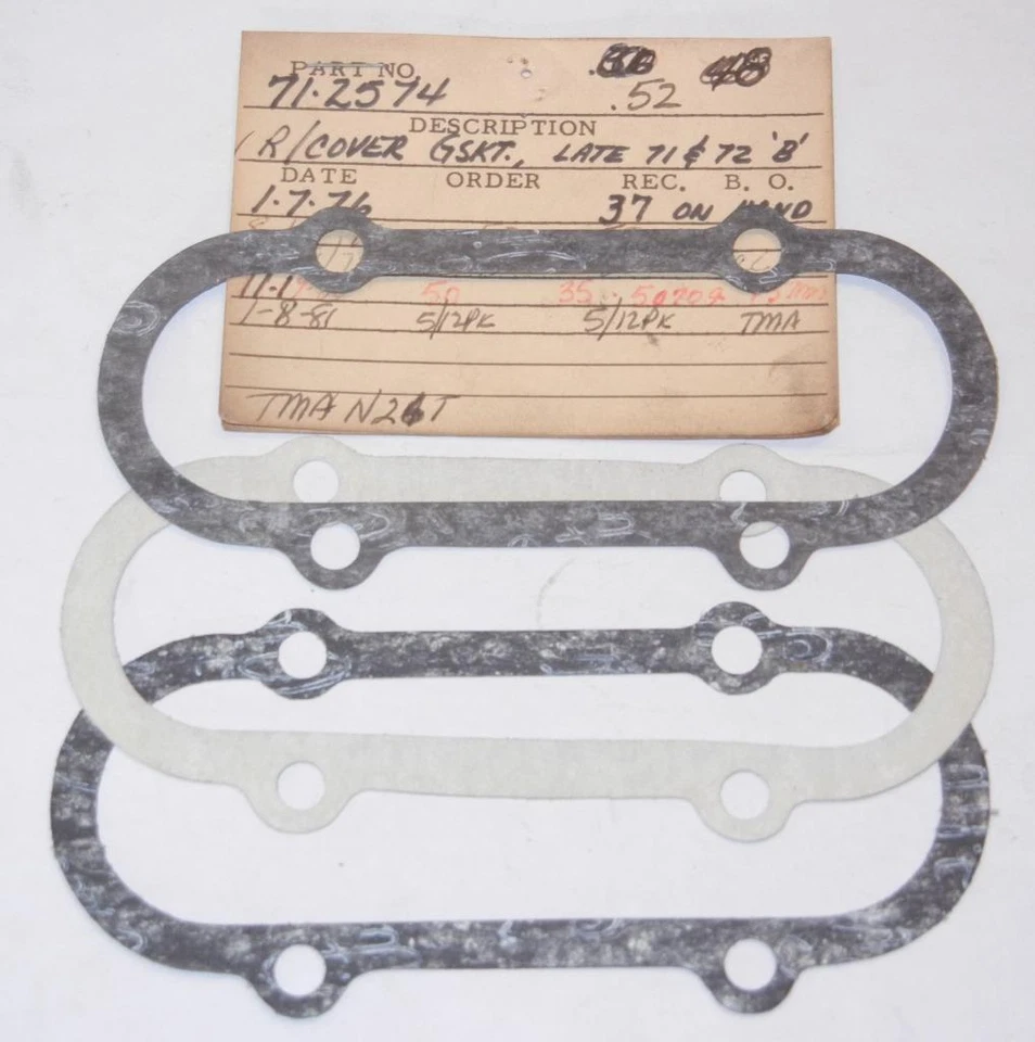 1971 Triumph T120 650 4-hole rocker inspection cover gasket QTY=3 OEM UK 71-2574 - Imagem 1 de 1
