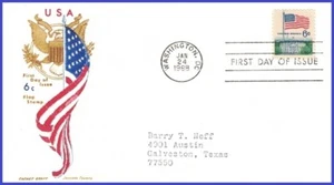 USA5 #1338 ADDR CACHET CRAFT FDC Flag and White House - Picture 1 of 1