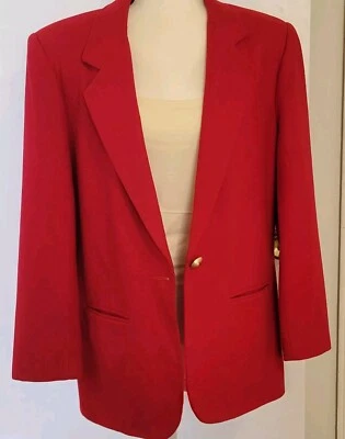 Savannah 100% Pure New Wool Size 12 Red Blazer Single Button Fully Lined Y2K - Image 1 of 4