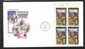 POLICEMAN WITH DOG CRIME DOG MCGRUFF 1984 farnam CACHET FDC plate#BLOCK UNADDR - Picture 1 of 1