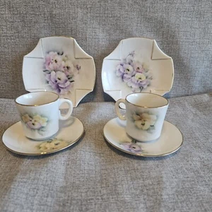 Rosenthal Classic Rose  5” Plate Germany Floral Purple Pink 2 Cup & Saucers Sets - Picture 1 of 15