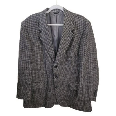 Chaqueta de pelo Bill Blass For Lord And Taylor Black Hounds Tooth Camello talla 43 Foto 1 de 4