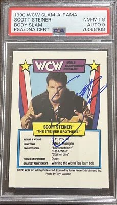 SCOTT STEINER PSA 8 AUTO 1990 WCW SLAM-A-RAMA Body Slam Rookie Pop 1 NONE HIGHER - Image 1 of 3