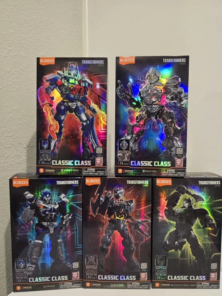 NUEVO 5 Blokees Transformers Clase Clásica OPTIMUS MIRAGE SCOURGE MEGATRON PRIMAL Foto 1 de 4
