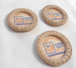 Rare & Vintage Lot of 3 Roy's Dairy Milk Caps, CUT BANK MONTANA, 1940-50's - Bild 1 von 6