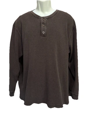 High Sierra Brown Thermal Waffle Knit Long Sleeve Button Neck Shirt Size XL - Image 1 of 4