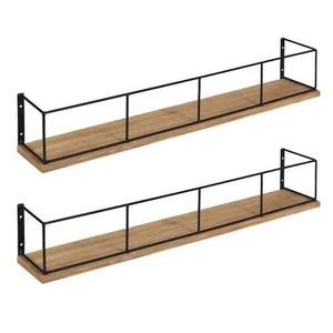 Benbrook 4 in. x 24 in. x 4 in. Rustic Brown/Black Wood Decorative Wall Shelf - Picture 1 of 5