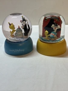 1995 Warner Bros Looney Tunes Sylvester Tweety Taz Schneekugel 2-seitig selten Lot - Bild 1 von 8
