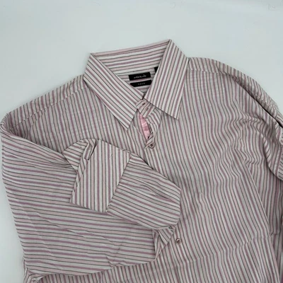 Attitude Soho algodão listrado rosa manga longa botão masculino 4XL novo com etiquetas e2 - Imagem 1 de 4