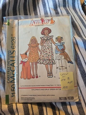UNCIRCULATED 1978 McCALL'S 6126-GIRLS "ANNIE" SUMMER DRESS & TOP PATTERN Size 8  - Image 1 of 2