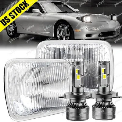 Faro LED de haz alto/bajo luces H4 6000 k para Mazda RX-7 1986-1991 5x7" 7X6 pulgadas Foto 1 de 4