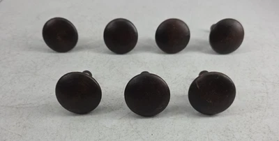 老式 7 件装木制旋钮圆形抽屉拉柜手柄棕色 1.5 英寸 — 第 1/4 张图片