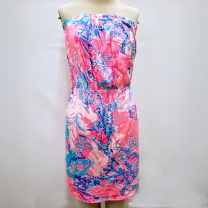 Lilly Pulitzer Windsor Dress Extra Small Pink Aquadesiac Strapless Blouson - Picture 1 of 11