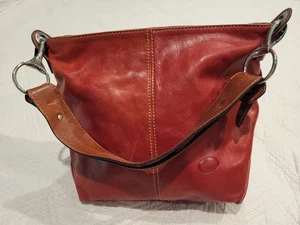 Bolso de hombro de cuero curtido italiano rojo Conte Di Cavour - Imagen 1 de 21