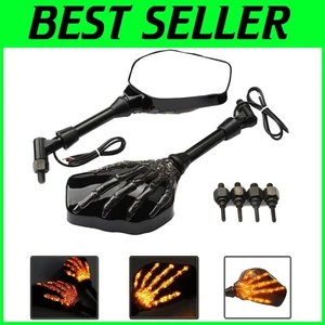 Espejos retrovisores de mano esqueleto calavera luminosa para motocicleta - diseño de seguridad de lentes convexas - Imagen 1 de 8