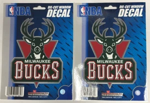 Milwaukee Bucks 4" x 5" NBA Rico Industries Die Cut Vinyl Decal SET of 2 - Picture 1 of 1