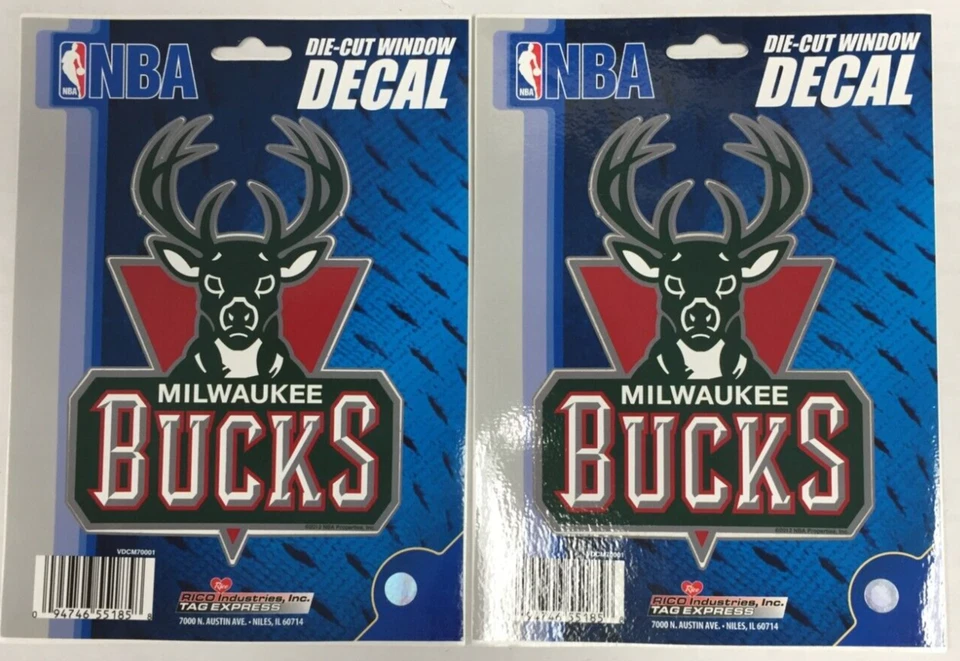 Milwaukee Bucks 4" x 5" NBA Rico Industries Die Cut Vinyl Decal SET of 2 - Image 1 of 1