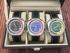 3pcs SORNA automatic watch tachymeter scale daydate NOS-Style in leather box