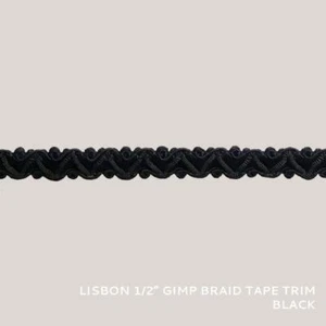 50 YARDS / Lisbon 1/2" Gimp Braid Tape Trim Black / By the bolt - Picture 1 of 2