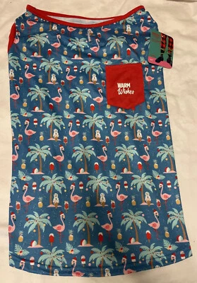Dog Shirt Christmas Puppy Holiday Size XL 20-24” Tropical Flamingos Clothes - Image 1 of 4
