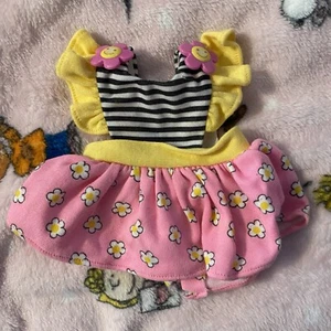 Vintage Mattel 90’s Baby Doll Replacement Dress Pink Smiley Flowers Dress Stripe - Picture 1 of 3